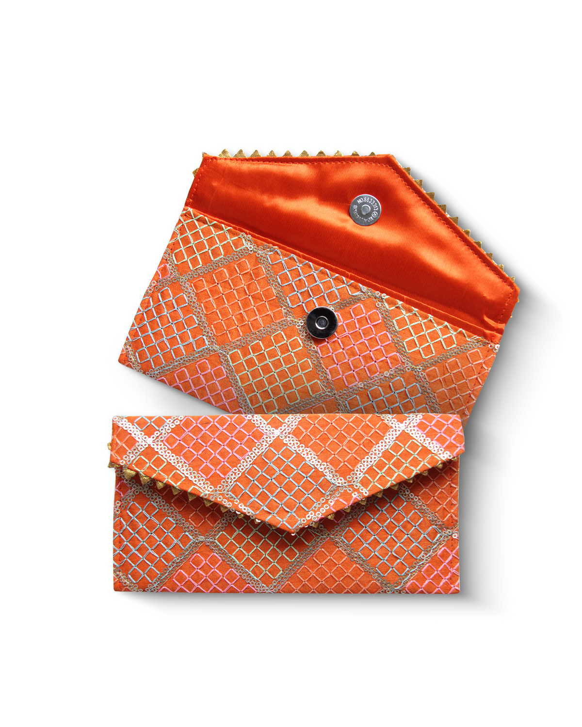 Orange Fabric with Sequence Shagun Money Envelop- Set of 2