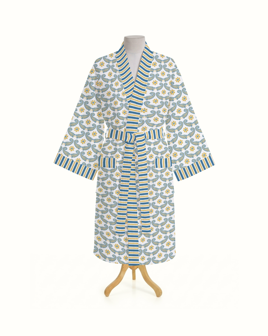 Atlas Blue 100% Cotton Waffle Bathrobe