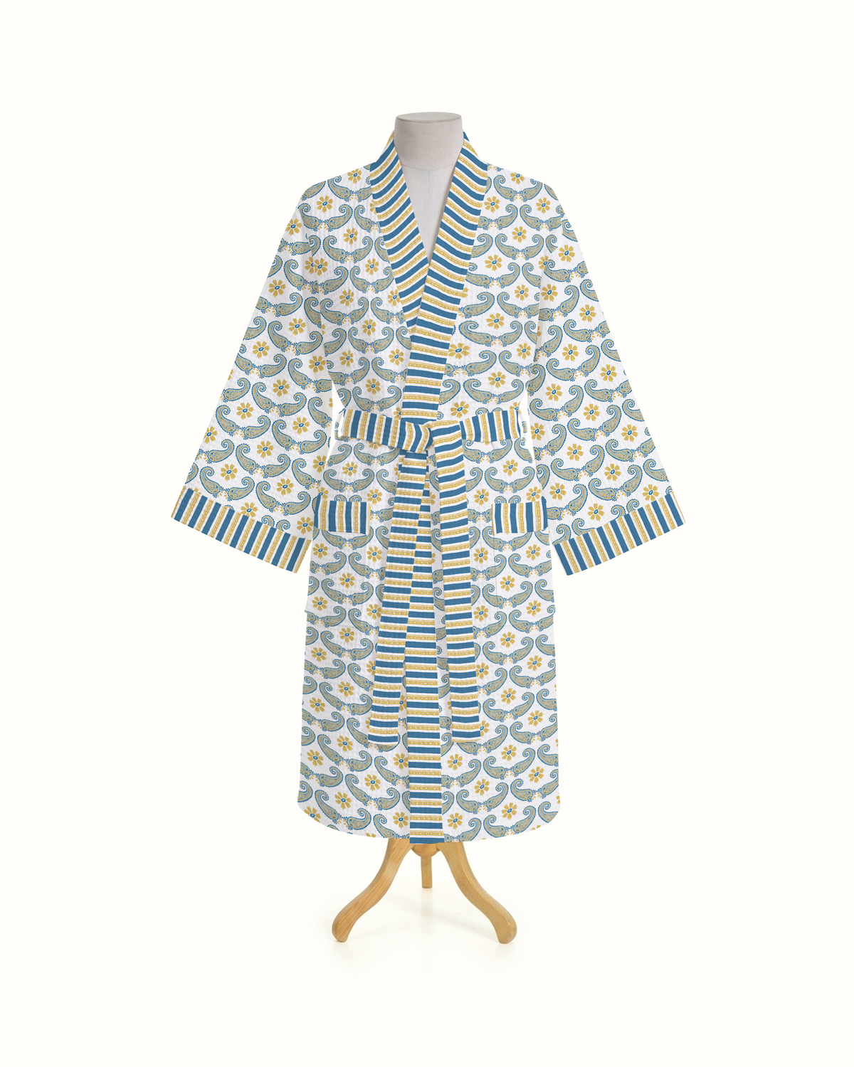 Atlas Blue 100% Cotton Waffle Bathrobe
