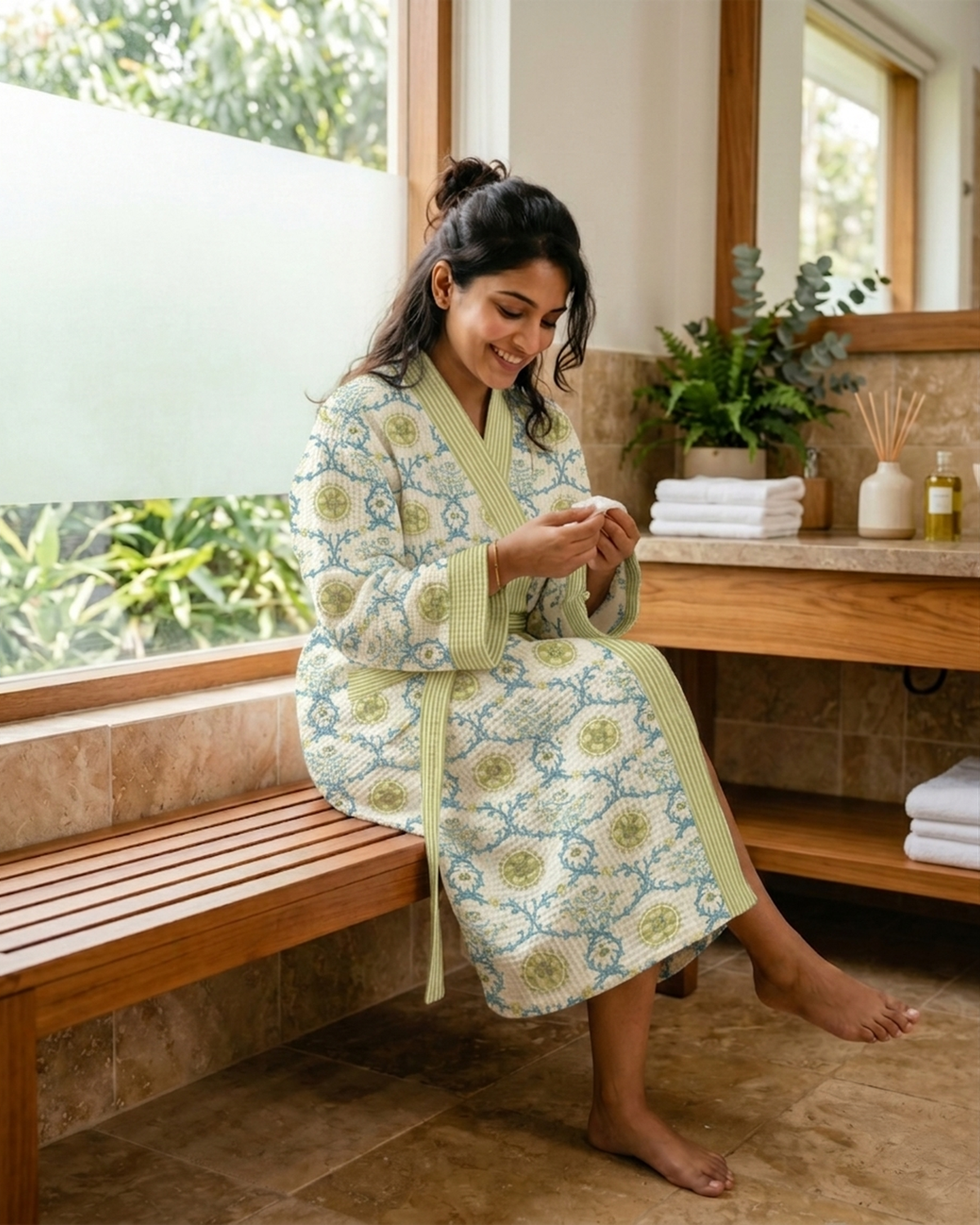 Compass 100% Cotton Green Bathrobe