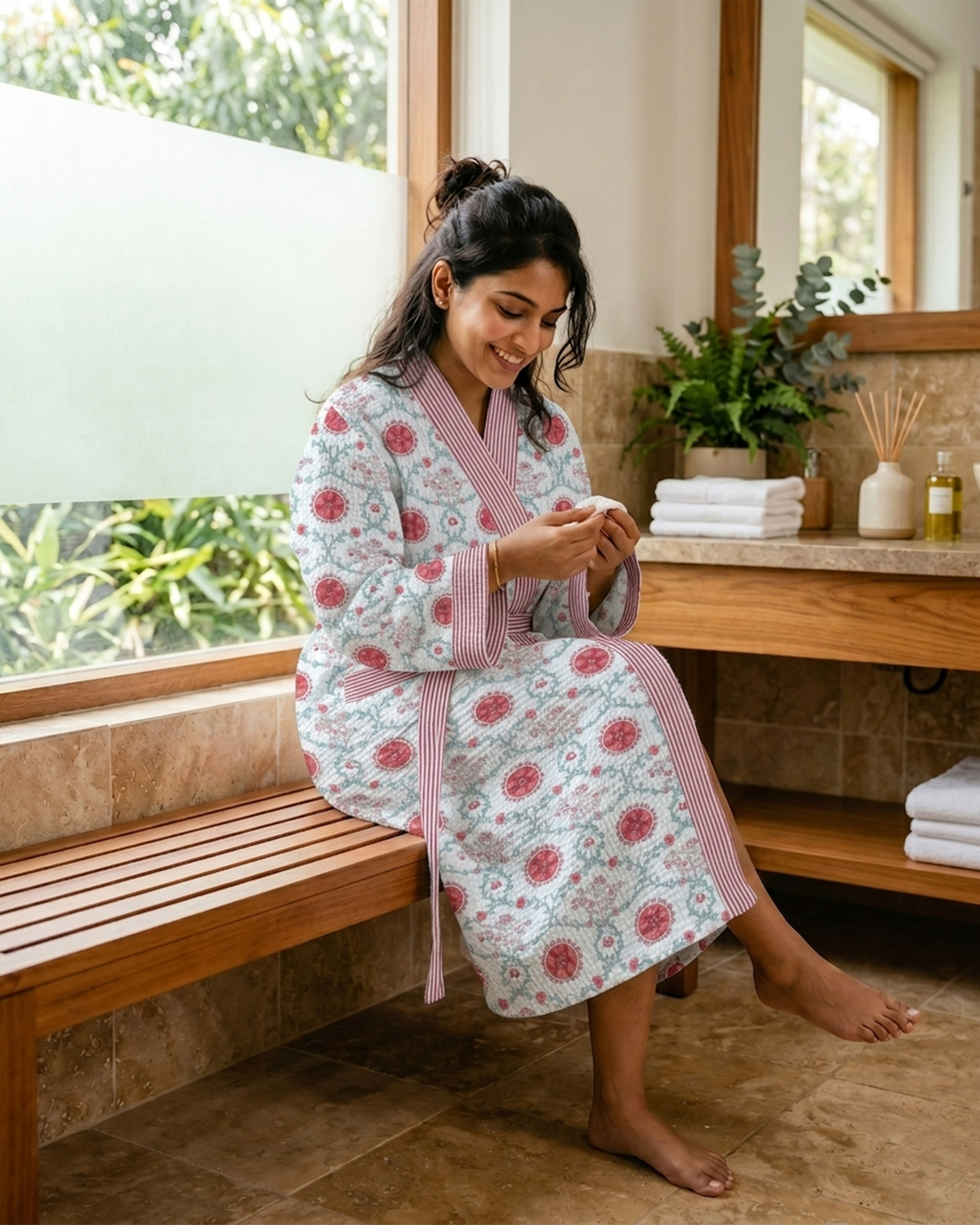 Compass 100% Cotton Blue Bathrobe