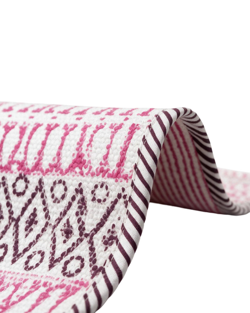 Pink Dari Block Printed Reversible Placemat Set of 6