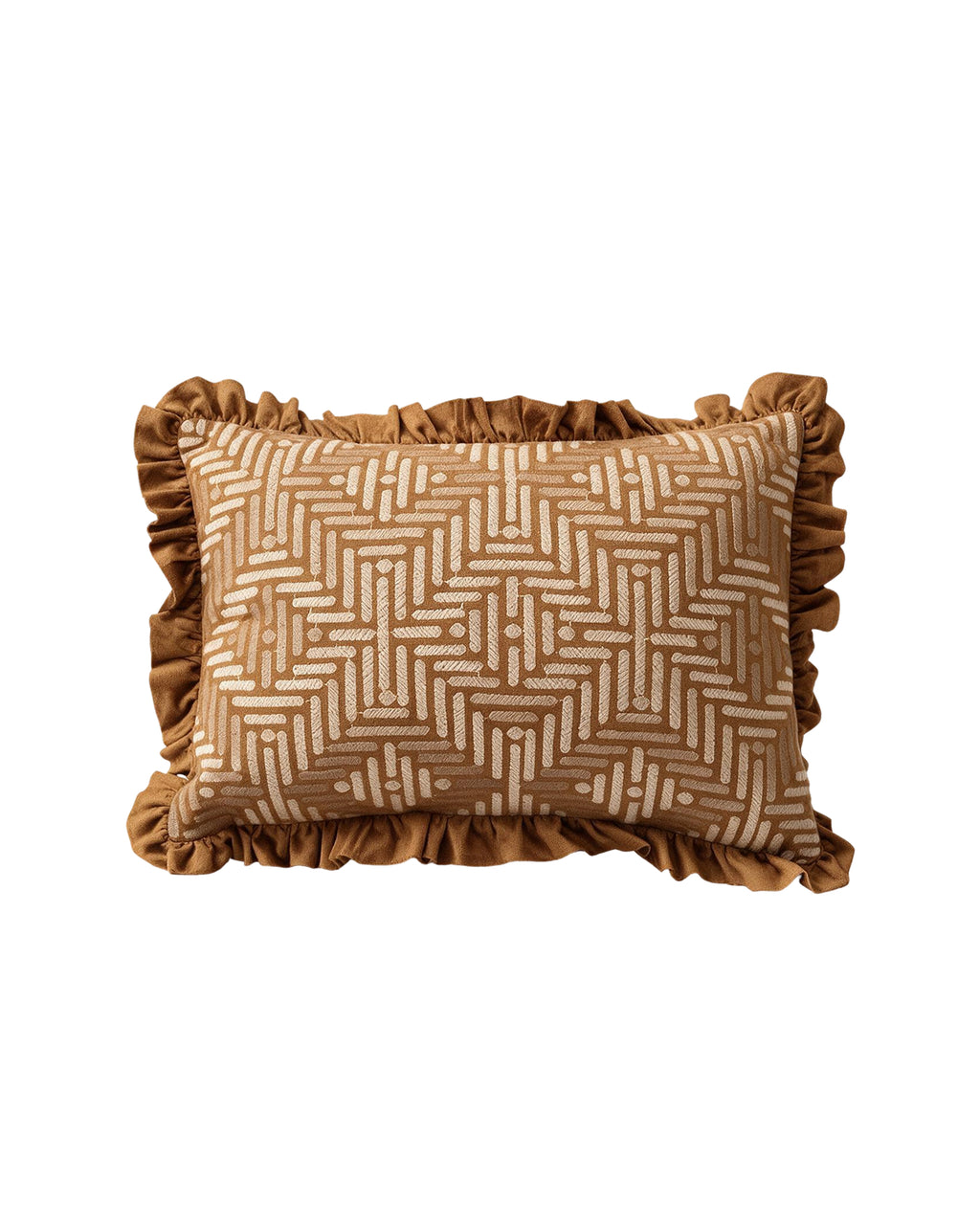 Texture Illusion Brown  Velvet Embroidered Cushion Cover
