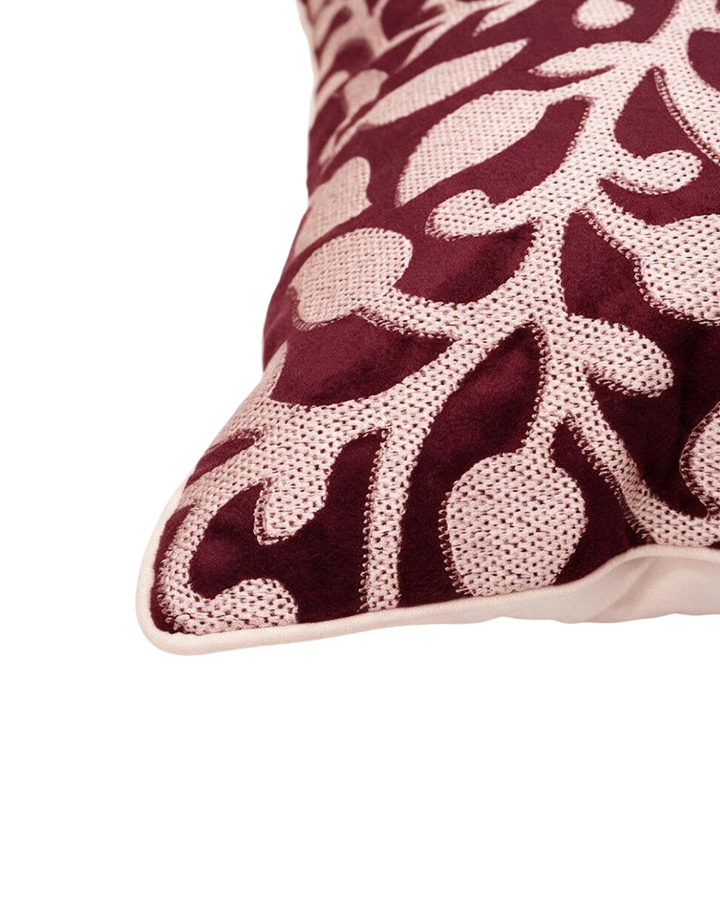 Leafy Wine velvet embroidered cushion cover