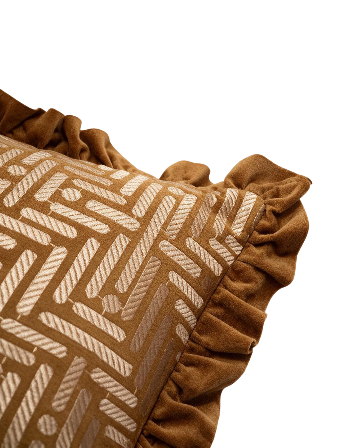 Texture Illusion Brown  Velvet Embroidered Cushion Cover