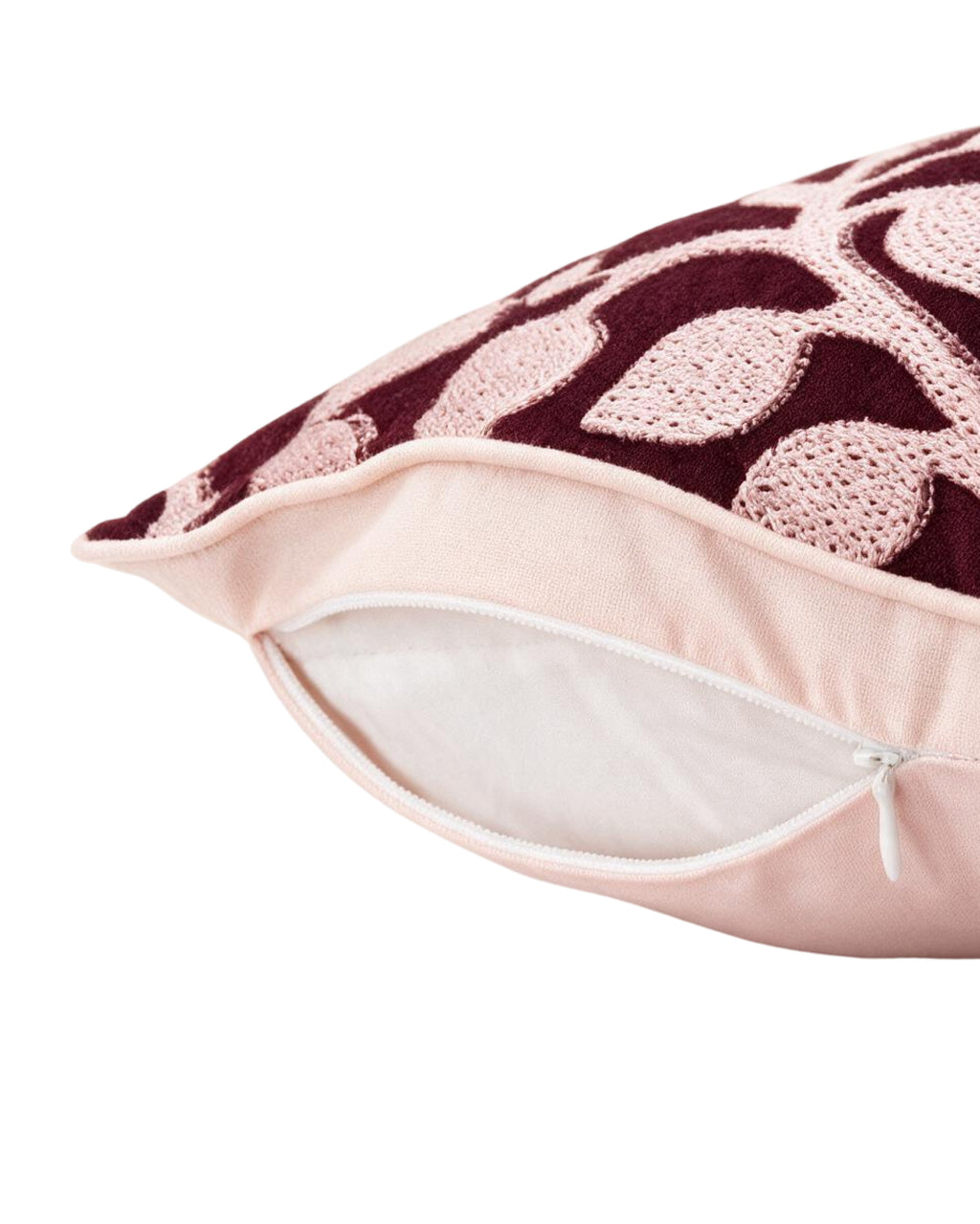 Leafy Wine velvet embroidered cushion cover